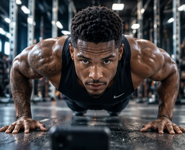 Push-up challenge in a premium gym